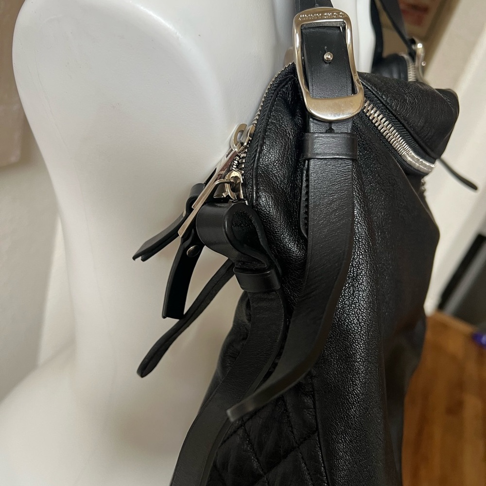 Jimmy Choo Black Quilted Shoulder Bag EUC 11x16x6 silver accent chains charms - Picture 11 of 15